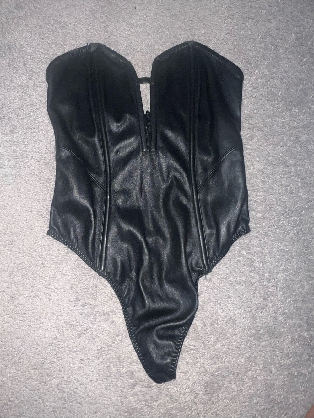 Victoria's Secret Black Strapless Faux Leather Bodysuit